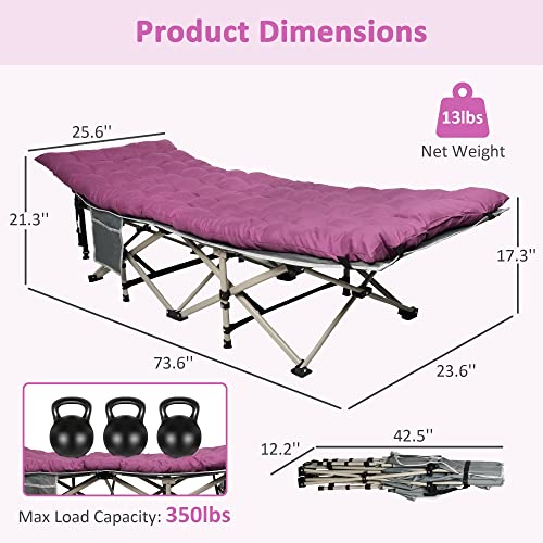Folding Camping Cot for Adults with Pillow Pocket and Carry Bag, Blue Y954445