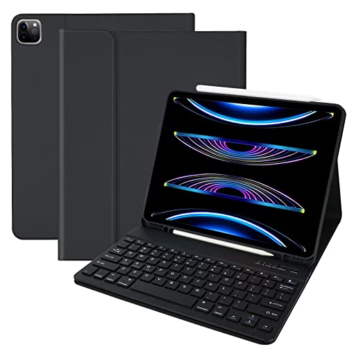 Keyboard Case for iPad Pro 12.9 2022 6th Generation / 2021 5th Gen / 2020 4th Gen / 2018 3rd Gen, 12.9-inch iPad Pro Case with Magnetically Detachable Wireless Keyboard and Pencil Holder, Champagne