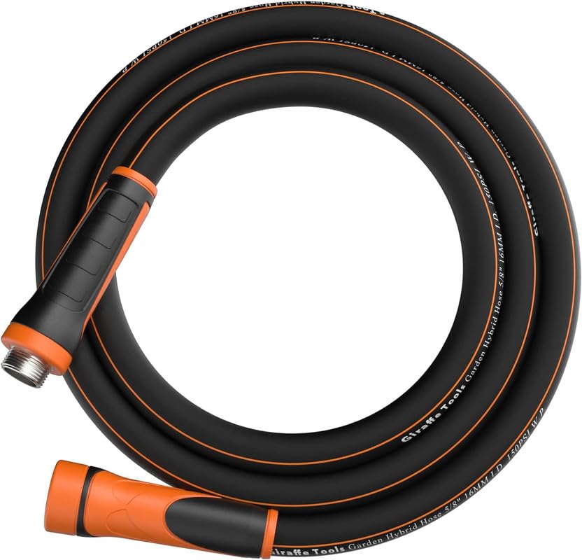 Giraffe Tools Garden Hose 100ft x 5/8", Heavy Duty Flexible Hybrid Hose Q38065