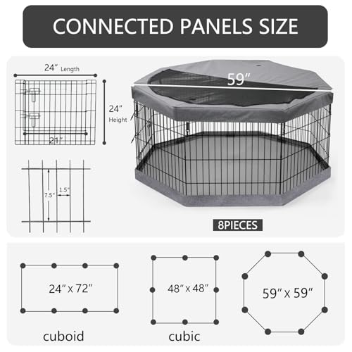 PETIME Foldable Metal Dog Exercise Pen 8 Panel with Bottom Pad C444