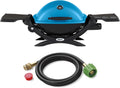 Weber Q 1200 Gas Grill (Blue) and Adapter Hose Bundle (2-Items)