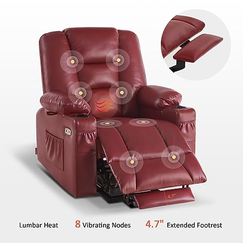 MCombo Small Power Lift Recliner Chair with Massage and Heat, Faux Leather, Dark Brown E441