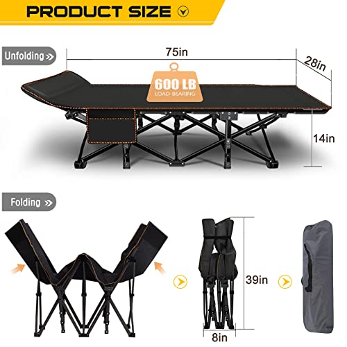 DoCred Folding Camping Cot with Mattress, 2 Pack, Heavy Duty for Adults, Portable with Carry Bag C814529
