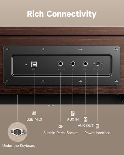 Donner OURA R300 88 Key Weighted Digital Piano, Bluetooth, Walnut Wood Color Q23942