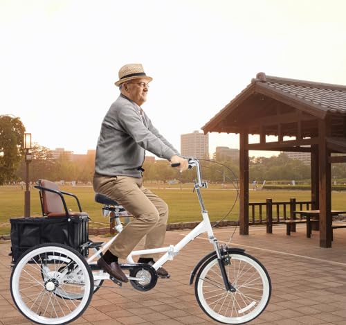 Adult Tricycle 7 Speed Folding 3-Wheel Bike with Cargo Basket M979498