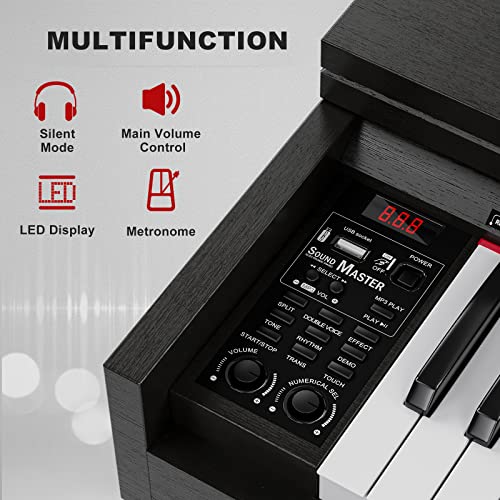 UMOMO 88 Weighted Key Digital Piano with Bench, Hammer Action, Black W36770