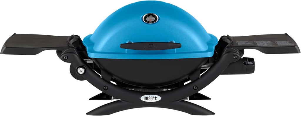 Weber Q 1200 Gas Grill Blue with Adapter Hose Bundle H899904