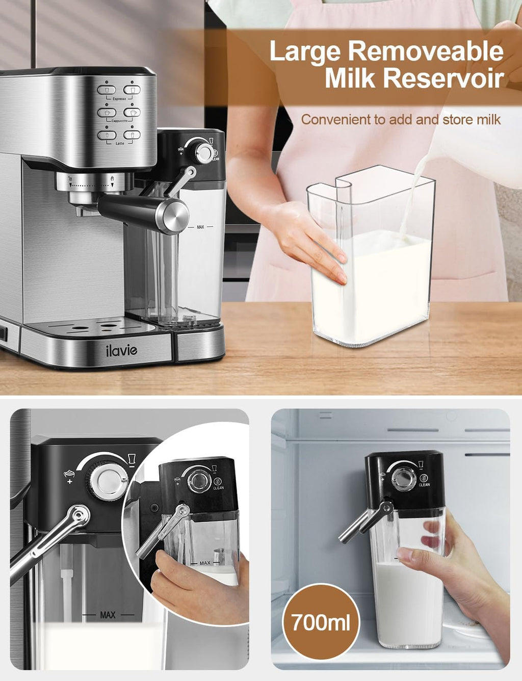 Espresso Machine 20 Bar with Milk Frother, 6 in 1 Coffee Maker B79748