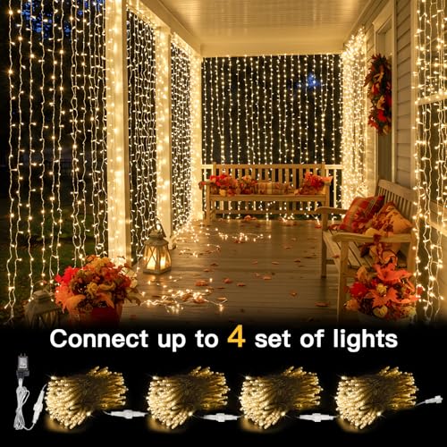 suddus Curtain Lights 300 LED Warm White for Bedroom, Outdoor & Christmas Decor K310