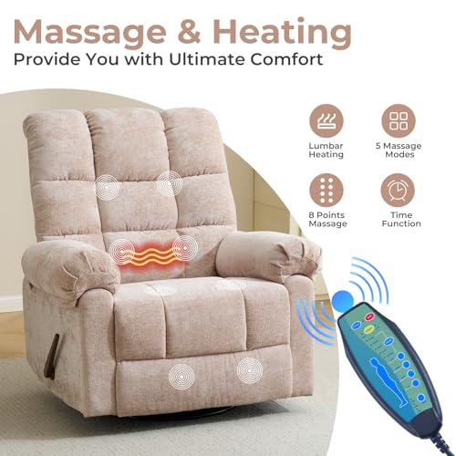 Oversized Power Lift Recliner Chair with Massage and Heat for Elderly, Beige R7985
