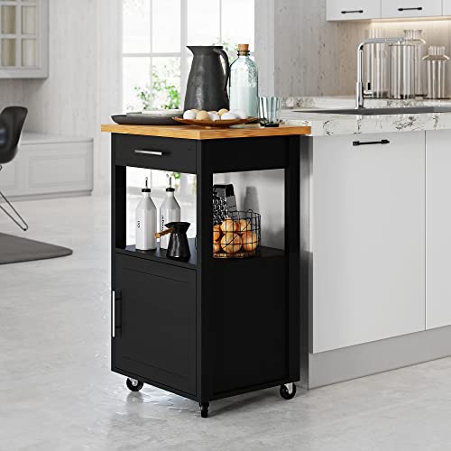 Shintenchi Kitchen Island Cart with Storage on Wheels, White V99091