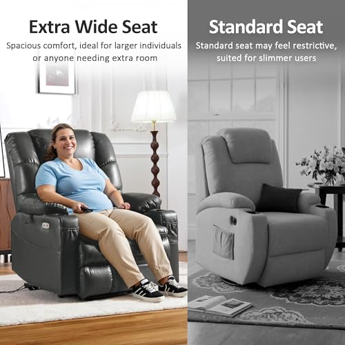 MCombo Large Triple Motor Power Lift Recliner Chair with Massage and Dual Heating, Faux Leather, Dark Brown X979