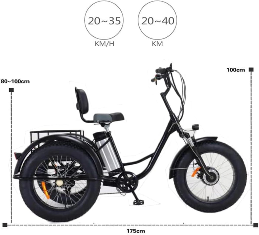 GERRIT Adult Outdoor 3 Wheel Electric Tricycle for Seniors with Storage Basket U6542