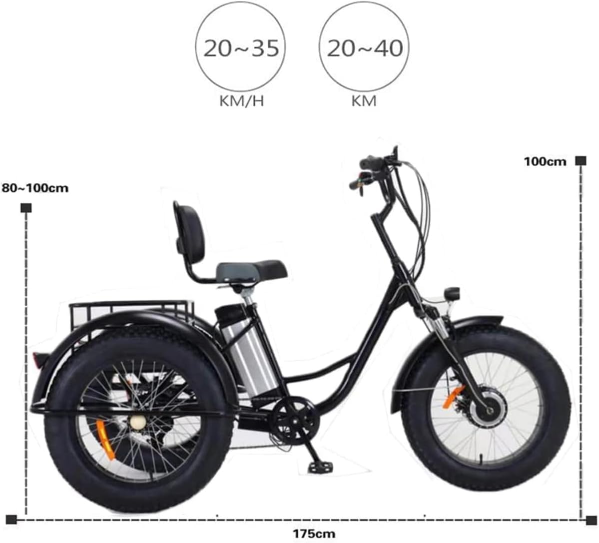 GERRIT Adult Outdoor 3 Wheel Electric Tricycle for Seniors with Storage Basket U6542