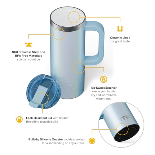 RTIC 20oz Road Trip Travel Mug with Lid and Handle, Insulated Stainless Steel P393441