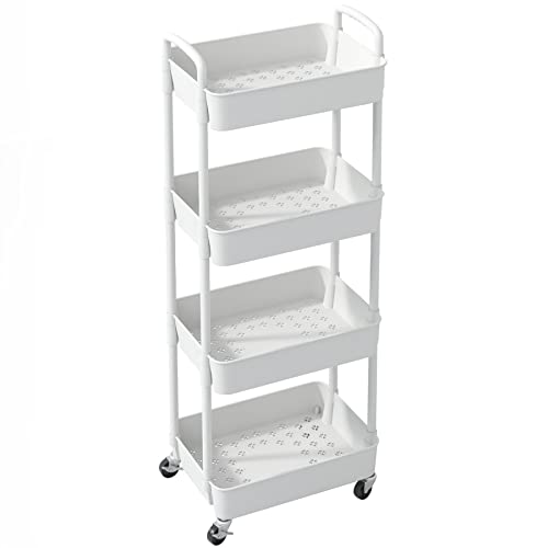 Sywhitta 3-Tier Plastic Rolling Utility Cart with Handle, Black F220270