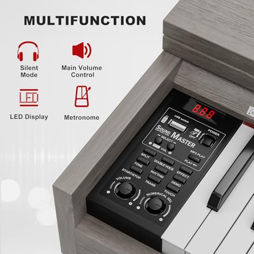 UMOMO 88 Weighted Key Digital Piano with Bench, Hammer Action, Black W36770