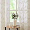 Bujasso White Floral Semi Sheer Curtains 84 inch Embroidered Leaf Patterned Window Curtain Panels with Lined Privacy Farmhouse Light Filtering Drapes for Living Room Bedroom Grommet Top W38 xL84 x2