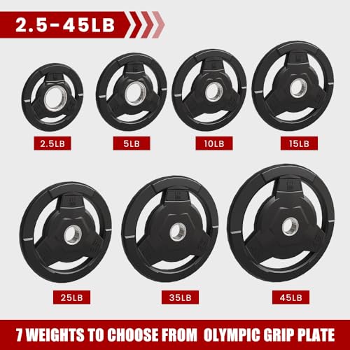 Rubber Coated Olympic Weight Plate 2-Inch for Barbell Strength Training D573330