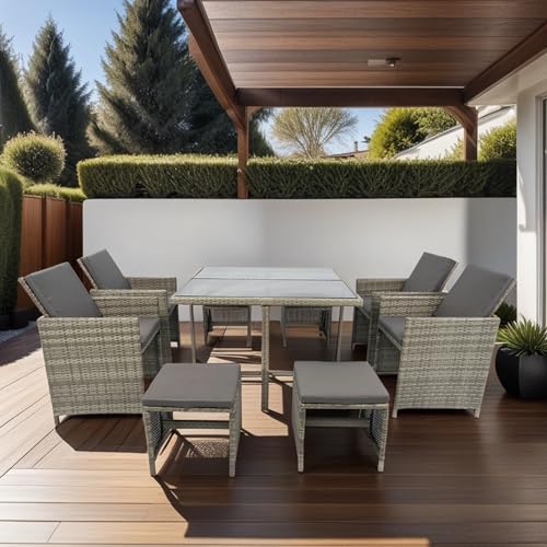 DHHU 5 Piece Outdoor Patio Furniture Set with PE Rattan Wicker and Anti-Slip Cushions R775974