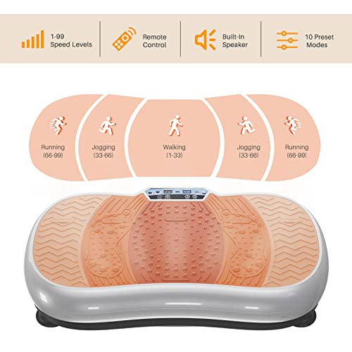 Vibration Plate Exercise Machine with Bluetooth Speaker, 450 lbs Capacity O459