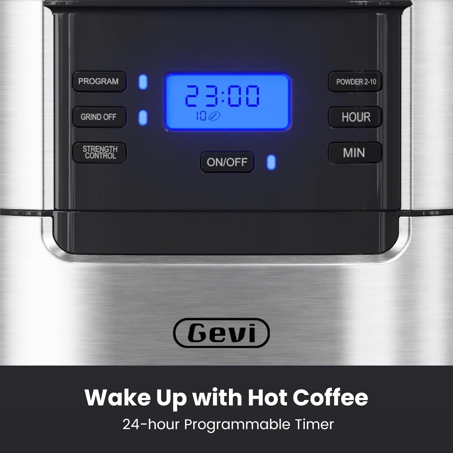 Gevi 10-Cup Drip Coffee Maker with Built-in Grinder and Reusable Filter E4915