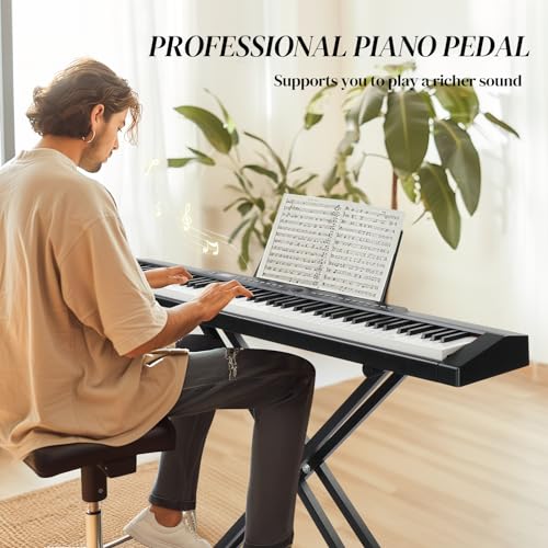 Ktaxon Weighted Keyboard Piano 88 Keys Digital Piano with Stand, Bag, Pedal, Headphones and MIDI Bluetooth M8426