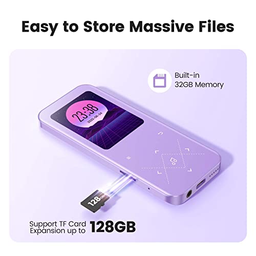 AGPTEK 64GB Bluetooth MP3 Player with 2.4 Inch Screen U9874