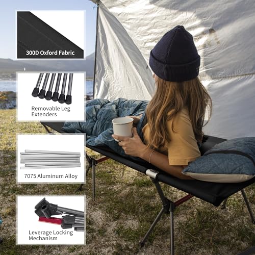 Naturehike ArmyWild Folding Camping Cot, Height Adjustable Ultralight Portable Bed U237