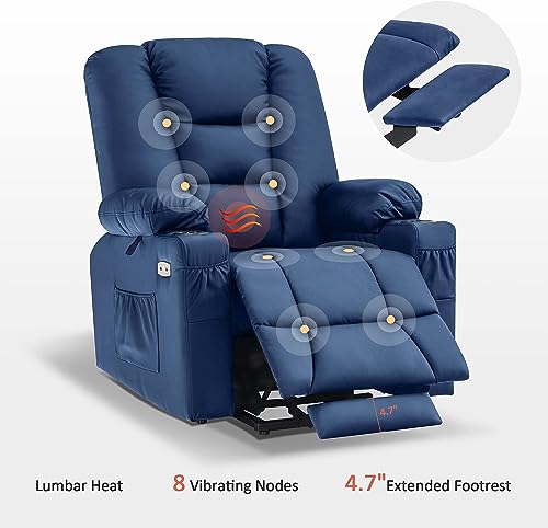 MCombo Small Power Lift Recliner Chair with Massage and Heat, Faux Leather, Dark Brown E441