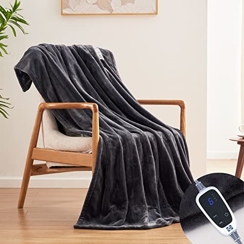 SEALY Electric Blanket Full Size, Flannel Heated Blanket with 10 Heating Levels, Machine Washable, Beige H72202