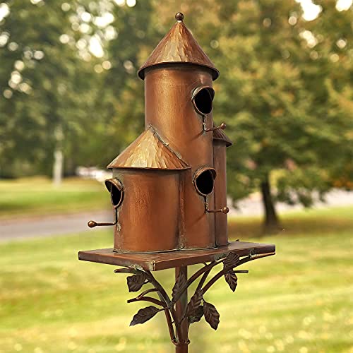 Large Copper Multi-Birdhouse Stakes for 4 Bird Families A740