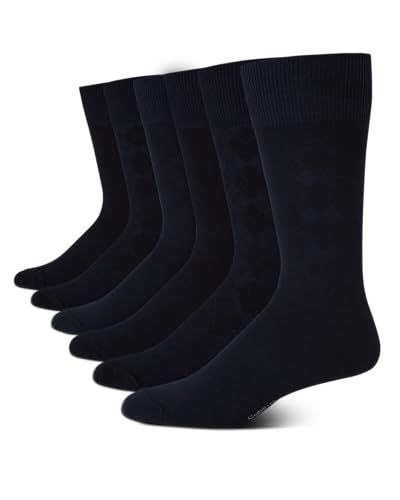 Calvin Klein Men's Dress Socks - 6 Pack Patterned Crew Socks