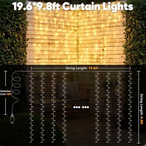 suddus Curtain Lights 300 LED Warm White for Bedroom, Outdoor & Christmas Decor K310