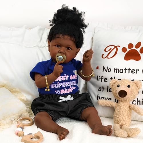 JIZHI Reborn Baby Doll Black 22 Inch African American Newborn Girl with Soft Body I836608