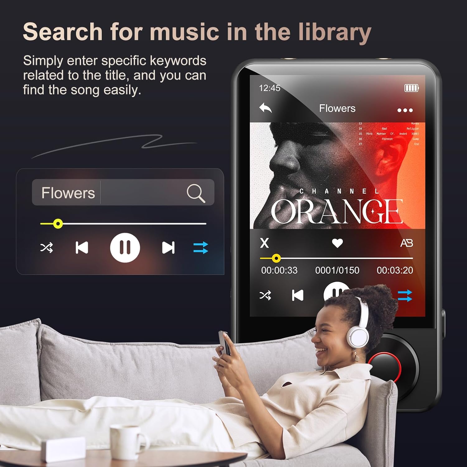 MECHEN D53 128GB Bluetooth MP3 Player with 2.4" Touch Screen Q8938