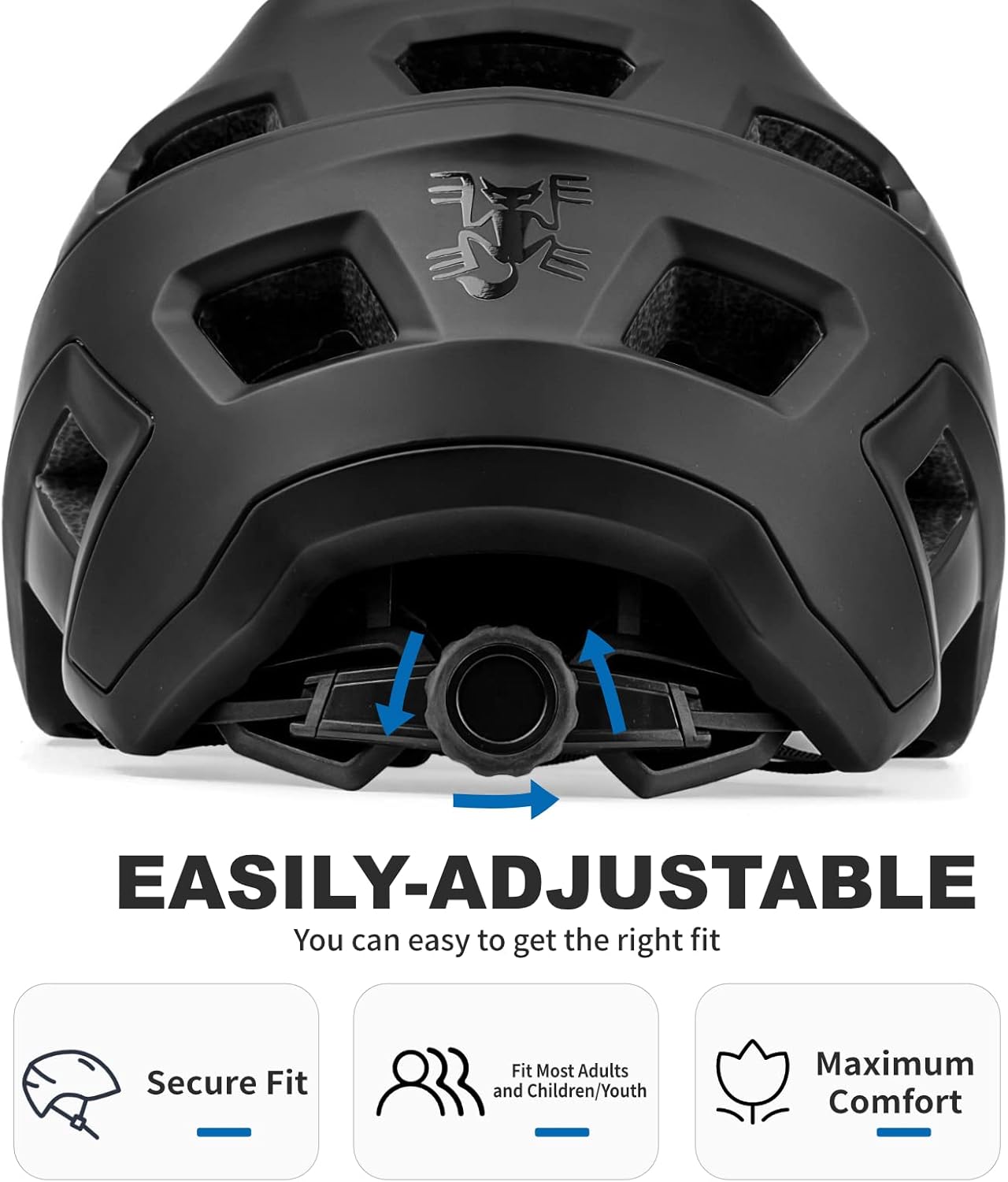 BATFOX Bike Helmet for Men Women Adults MTB Cycling Black L W9516