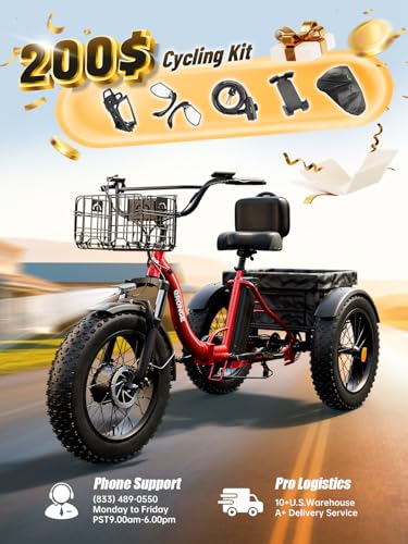 Electric Trike for Adults 960W Peak 36V 15AH Battery 20" Fat Tire with Rear Basket V89083