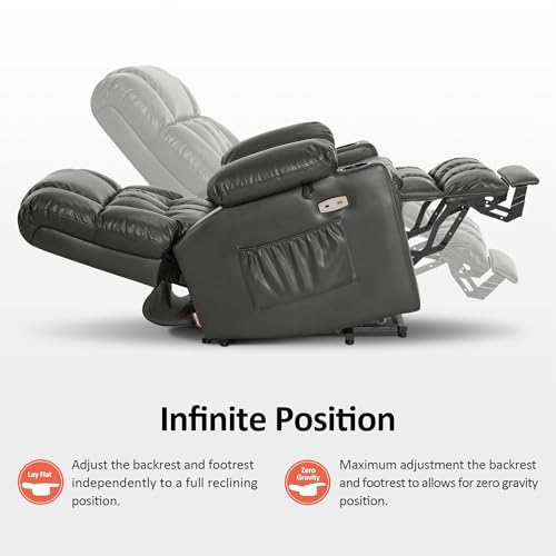 MCombo Dual Motor Power Lift Recliner Chair for Elderly with Heat and Massage, Black E570141