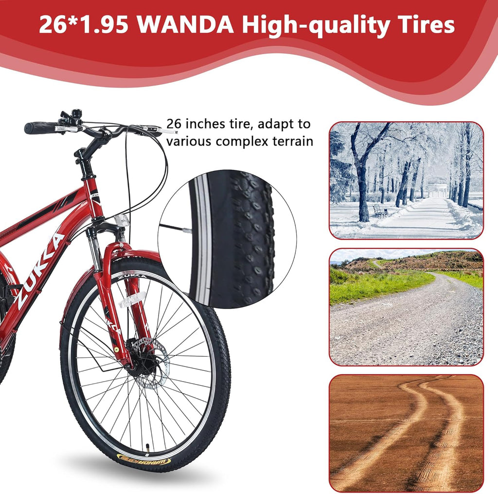 Adult Tricycle Bike 7-Speed 26-Inch 3-Wheel with Basket K73928