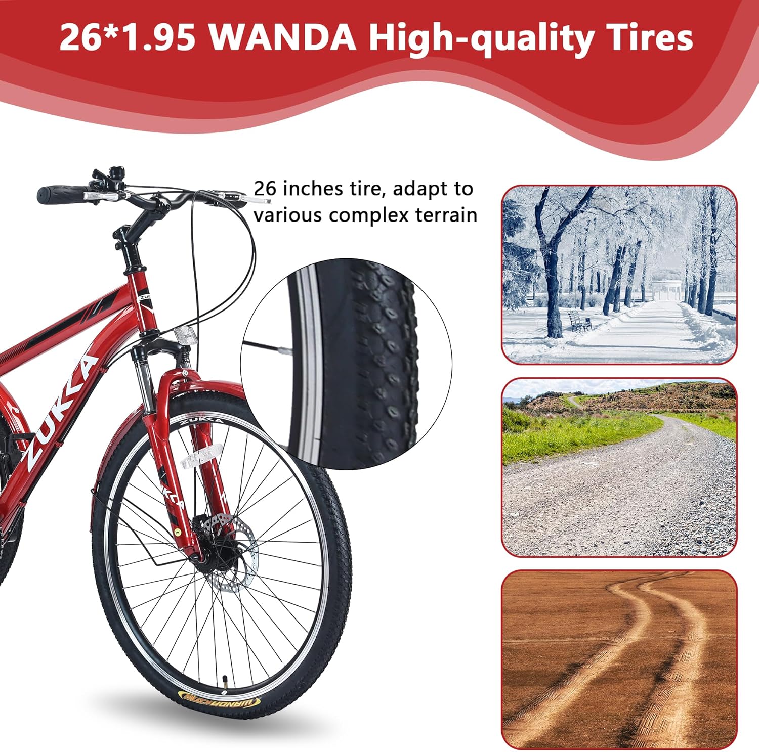 Adult Tricycle Bike 7-Speed 26-Inch 3-Wheel with Basket K73928