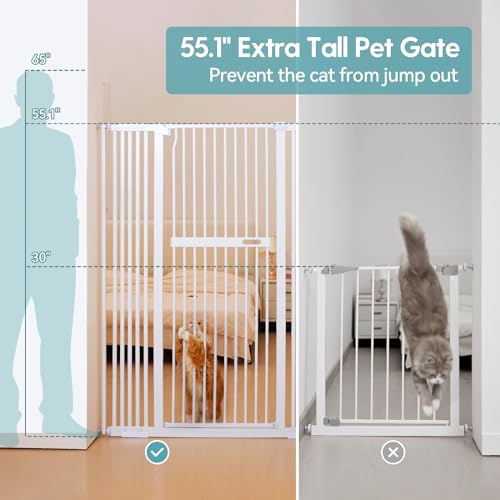 55.1" Extra Tall Pet Gate, Auto Close Metal Dog Gate for Doorways & Stairs, Black J32196