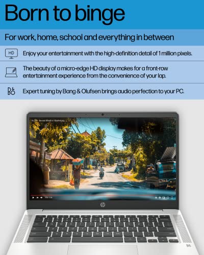 HP Chromebook 14 Laptop, Intel Celeron N4120, 4GB RAM, 64GB eMMC, 14" HD Display, Chrome OS R2172