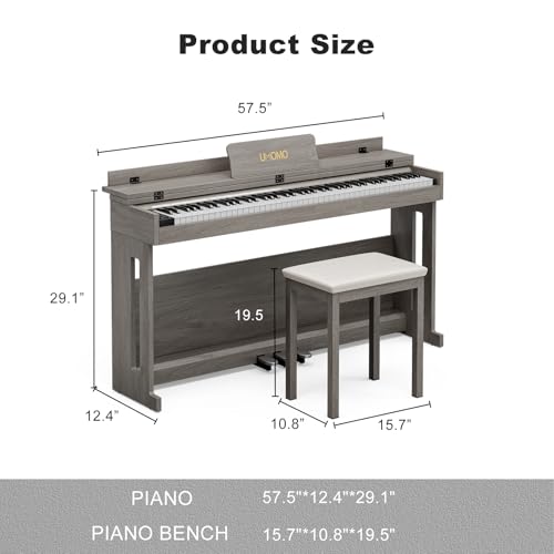 UMOMO 88 Weighted Key Digital Piano with Bench, Hammer Action, Black W36770