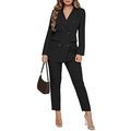 Women Double Breasted Blazer Set Formal 2 Piece Pants Outfits Long Sleeve Bussines Suit Set for Work Office