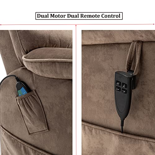 JULYFOX Lift Chair Lay Flat 400lbs Electric Recliner with Massage and Heat, PU Leather, Yellow B71450