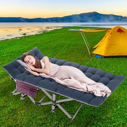 DoCred Folding Camping Cot with Mattress, 2 Pack, Heavy Duty for Adults, Portable with Carry Bag C814529