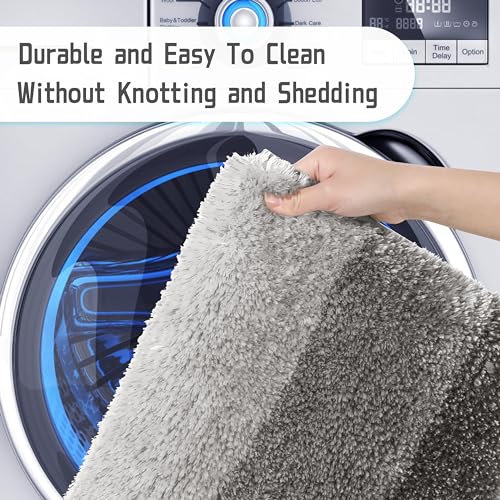 Yimobra Bathroom Rugs Mat, Non Slip Shaggy Shower Rug, 24"x17", Blue Gray V4100