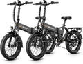 Jasion EB7 2.0 Electric Bike for Adults 2PCS, 850W Peak Motor 28MPH Max Speed Folding Ebike, 48V 10AH Removable Battery, 20" Fat Tire with Dual Suapension, 7-Speed Electric Bicycles, UL Certifiled
