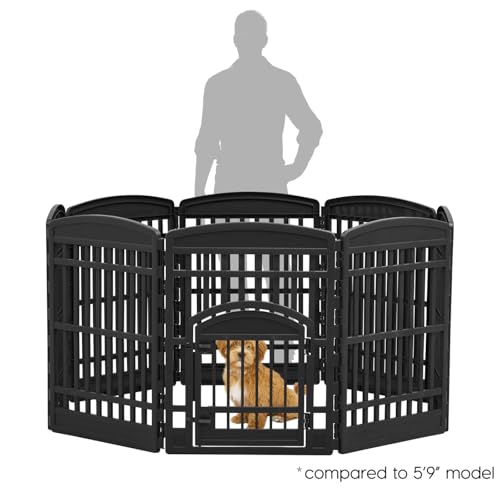 IRIS USA 34" 8-Panel Dog Playpen with Door, Black N326